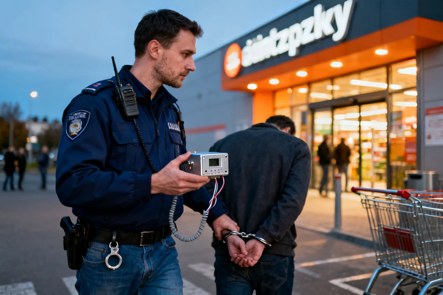 Kradzież wideodomofonów w markecie Płock — sprawcę ujął policjant po służbie