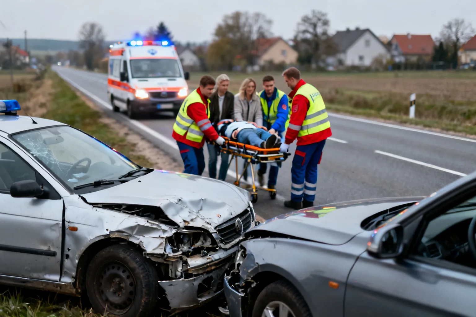 Zderzenie przy wyprzedzaniu na DK62 w Popłacinie: cztery osoby w szpitalu
