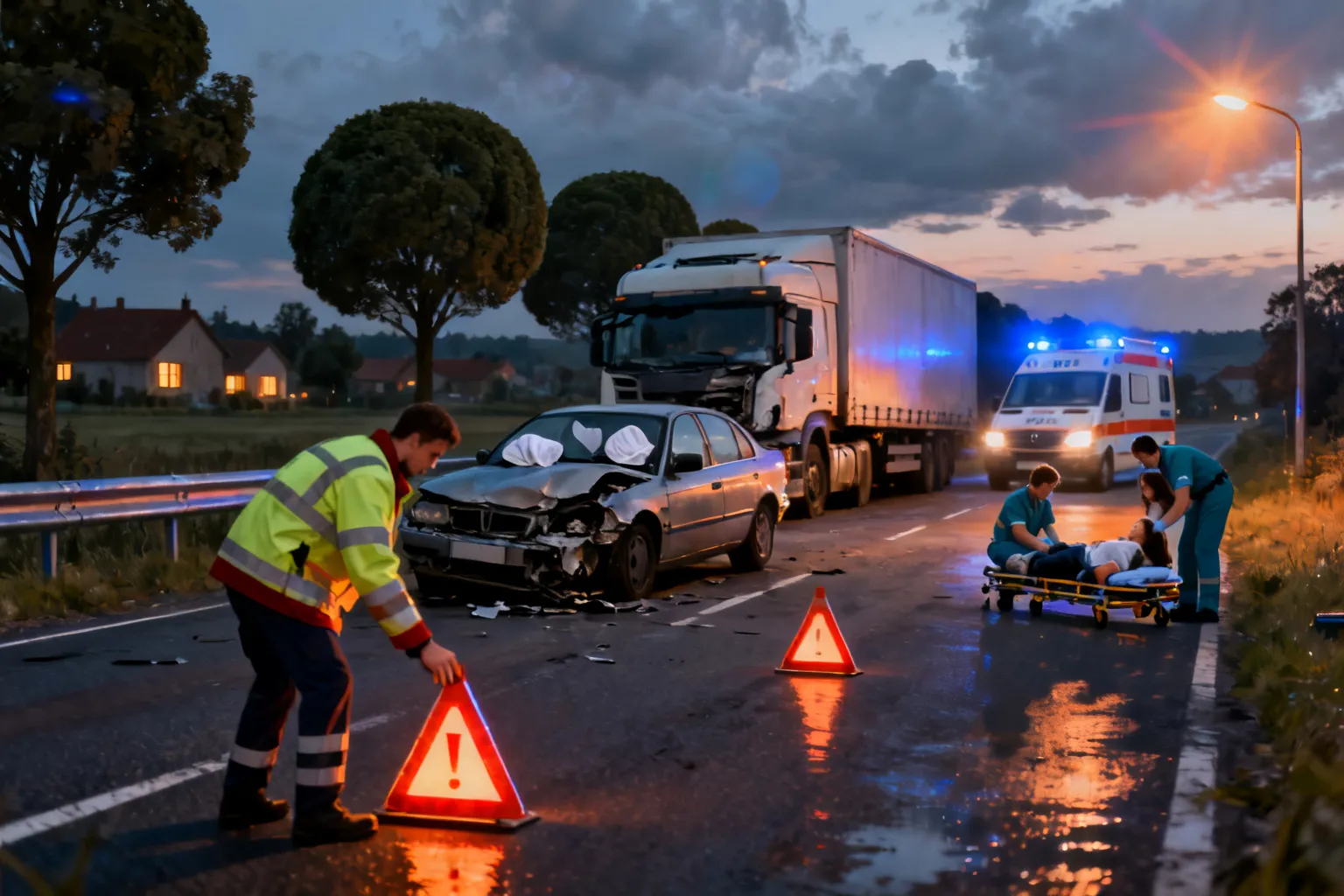wypadek DK62 Popłacin: ciężarówka uderzyła w Toyotę, 20-latka w szpitalu