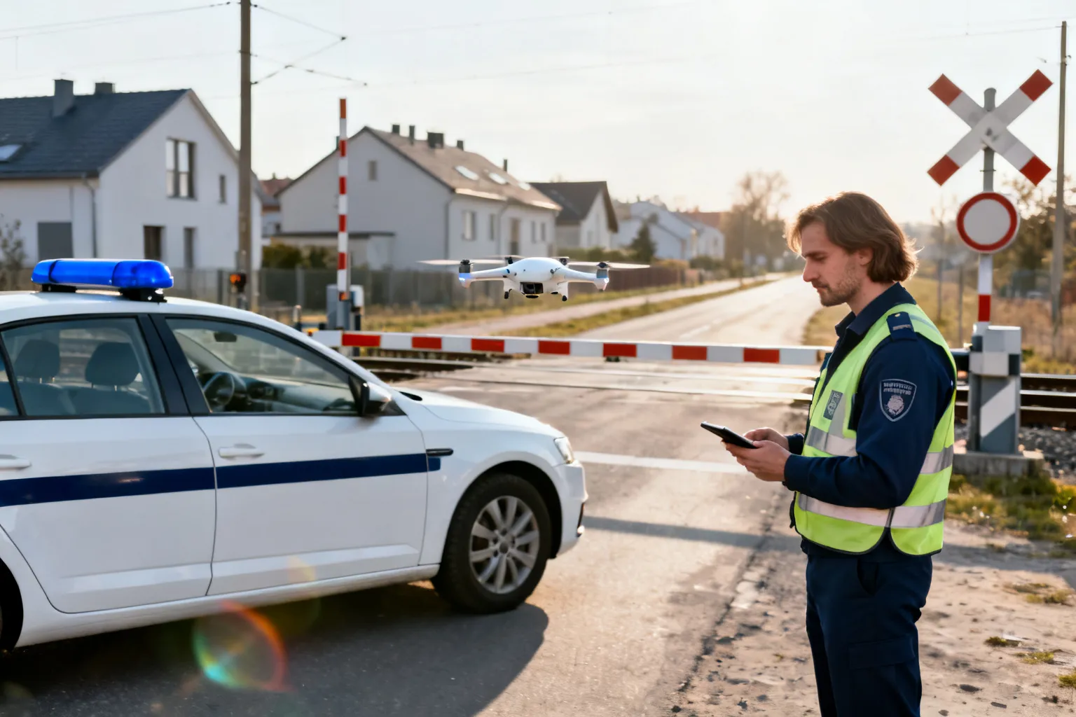 Policyjny dron zarejestrował wykroczenia na przejeździe w powiecie płockim