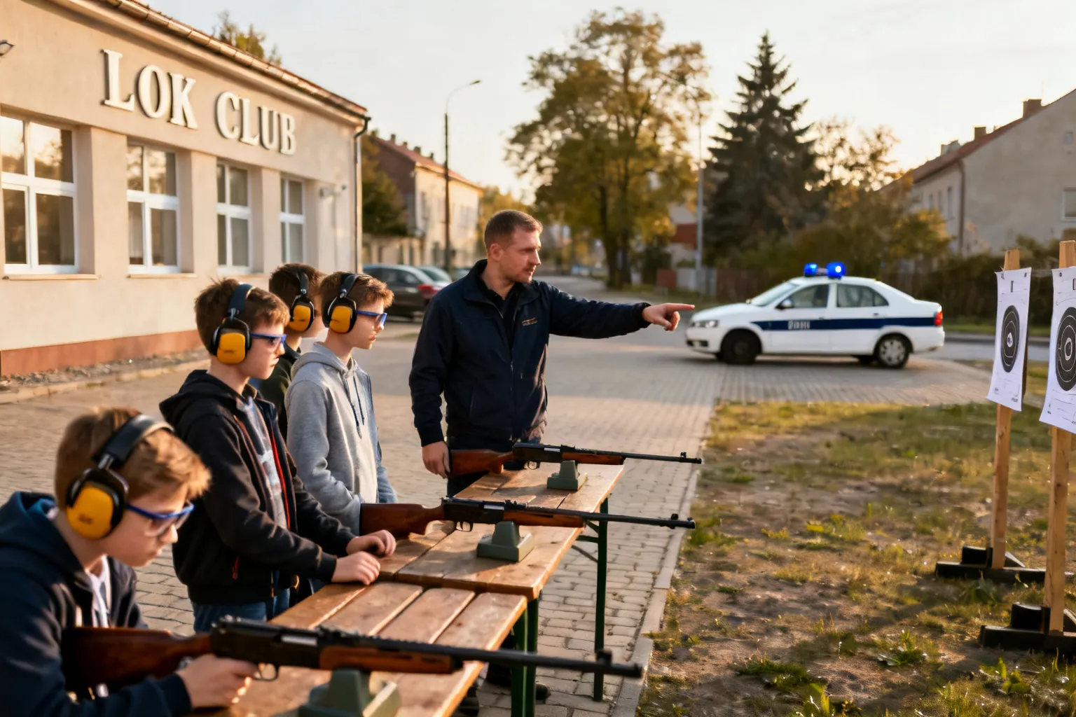 Zajęcia strzeleckie uczniów z Drobina na strzelnicy LOK